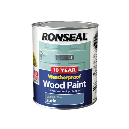 Ronseal 10 Year Weatherproof Wood Paint Midnight Blue Satin 750ml