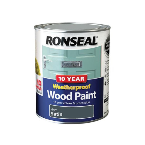 Ronseal 10 Year Weatherproof Wood Paint Grey Satin 750ml