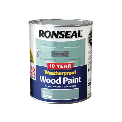 Ronseal 10 Year Weatherproof Wood Paint Duck Egg Blue Satin 750ml