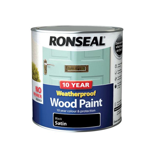 Ronseal 10 Year Weatherproof Wood Paint Black Satin 2.5 Litre