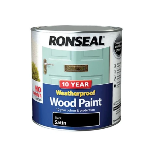 Ronseal 10 Year Weatherproof Wood Paint Black Satin 2.5 Litre