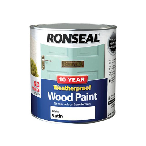 Ronseal 10 Year Weatherproof Wood Paint White Satin 2.5 Litre