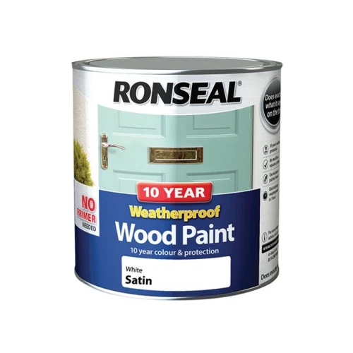 Ronseal 10 Year Weatherproof Wood Paint White Satin 2.5 Litre