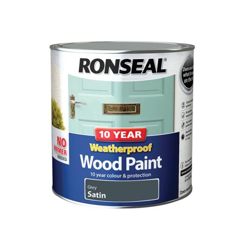 Ronseal 10 Year Weatherproof Wood Paint Grey Satin 2.5 Litre