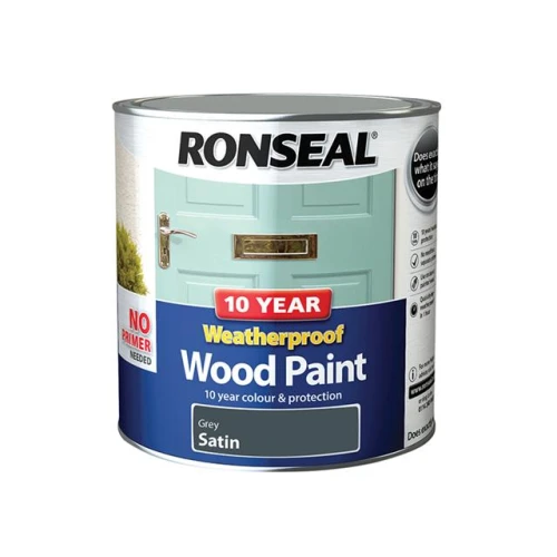 Ronseal 10 Year Weatherproof Wood Paint Grey Satin 2.5 Litre
