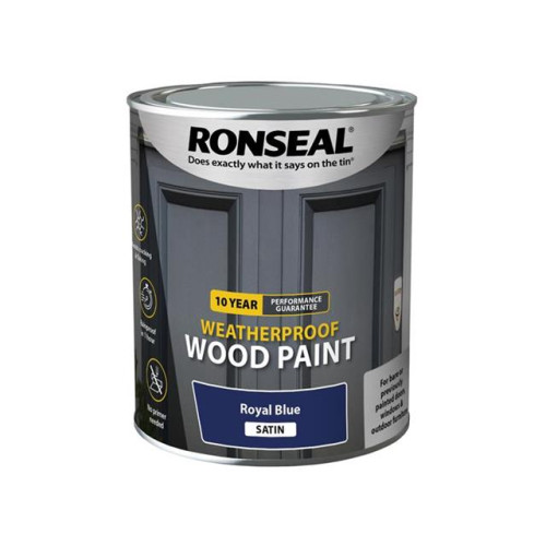 Ronseal 10 Year Weatherproof Wood Paint Royal Blue Satin 750ml