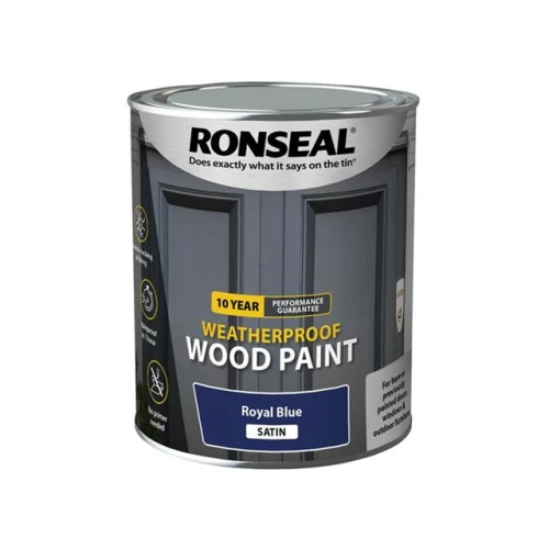 Ronseal 10 Year Weatherproof Wood Paint Royal Blue Satin 750ml
