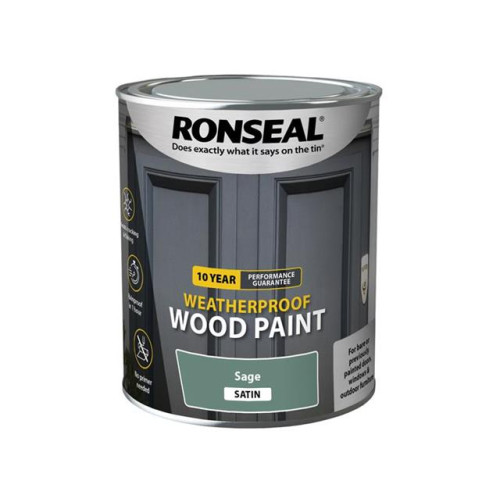 Ronseal 10 Year Weatherproof Wood Paint Sage Satin 750ml