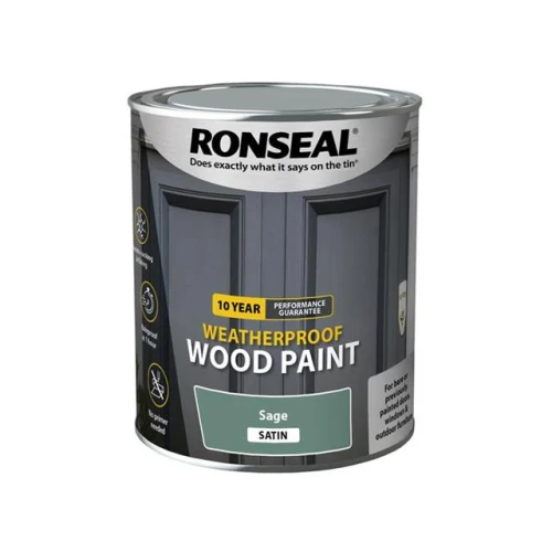 Ronseal 10 Year Weatherproof Wood Paint Sage Satin 750ml