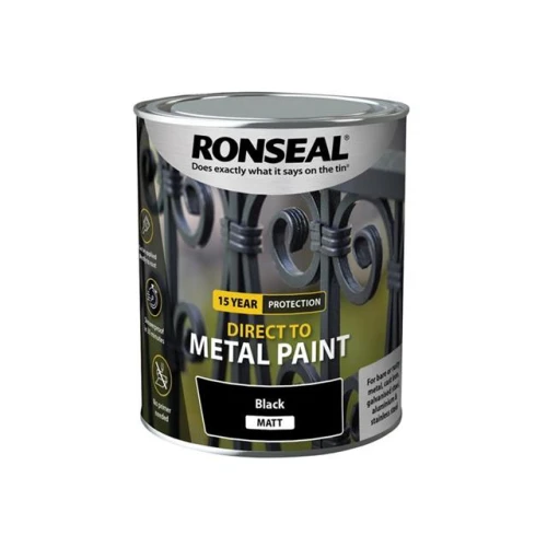 Ronseal Direct to Metal Paint Black Matt 750ml