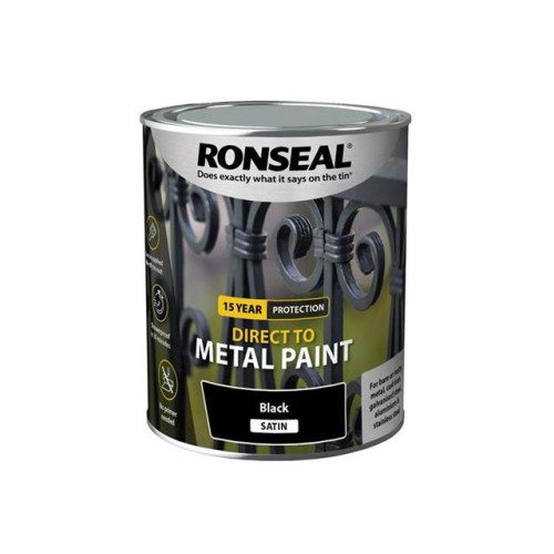 Ronseal Direct to Metal Paint Black Satin 750ml