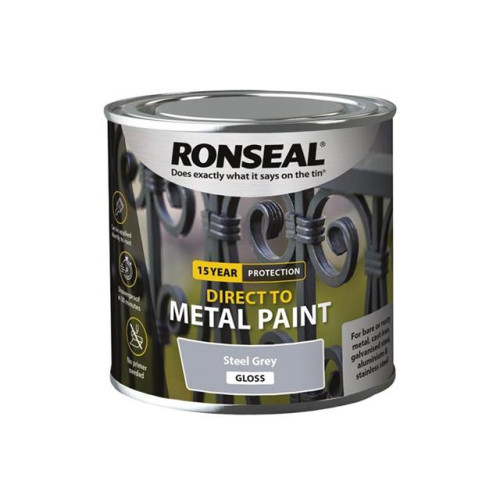 Ronseal Direct to Metal Paint Steel Grey Gloss 250ml