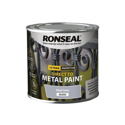 Ronseal Direct to Metal Paint Steel Grey Gloss 250ml