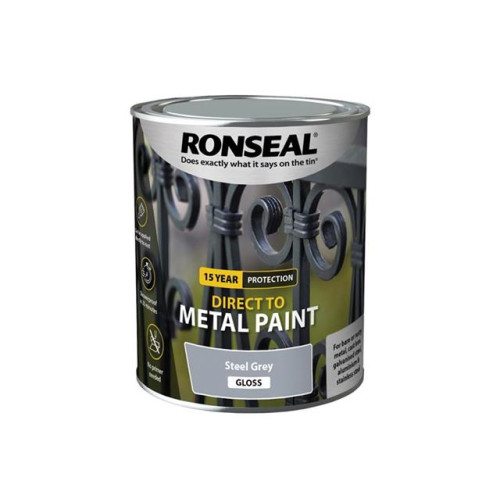 Ronseal Direct to Metal Paint Steel Grey Gloss 750ml