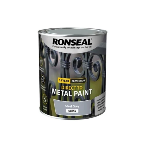 Ronseal Direct to Metal Paint Steel Grey Gloss 750ml