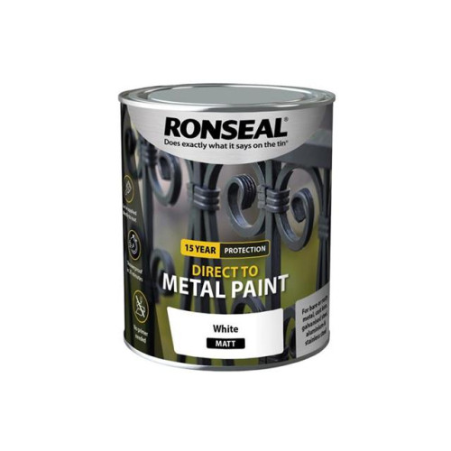 Ronseal Direct to Metal Paint White Matt 750ml