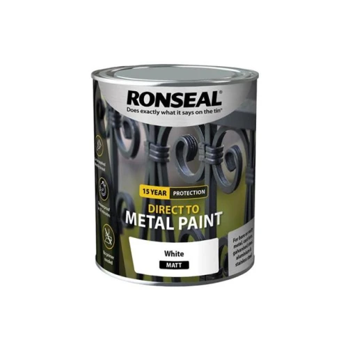Ronseal Direct to Metal Paint White Matt 750ml