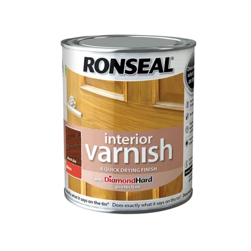 Ronseal Interior Varnish Quick Dry Gloss Dark Oak 250ml