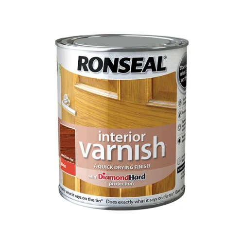 Ronseal Interior Varnish Quick Dry Gloss Medium Oak 750ml