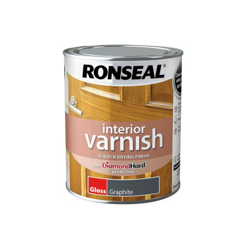 Ronseal Interior Varnish Quick Dry Gloss Graphite 750ml