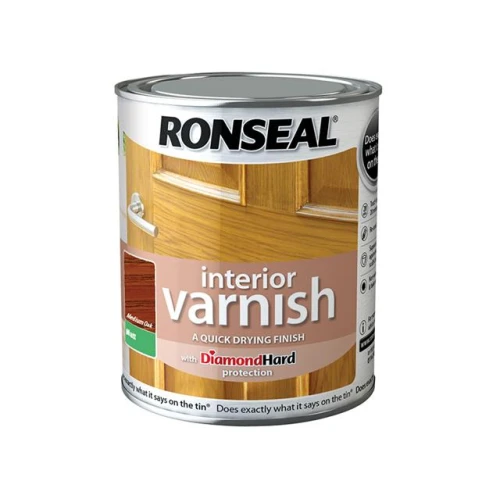 Ronseal Interior Varnish Quick Dry Matt Medium Oak 750ml