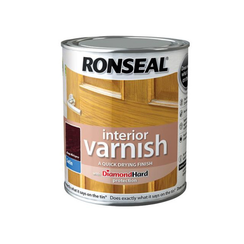 Ronseal Interior Varnish Quick Dry Satin Deep Mahogany 750ml