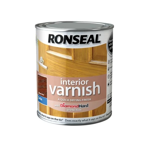 Ronseal Interior Varnish Quick Dry Satin Dark Oak 250ml