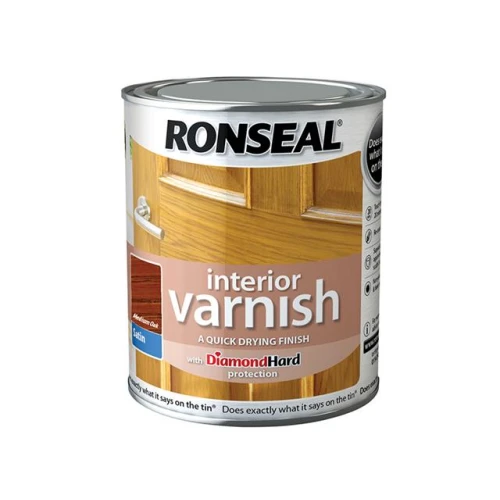 Ronseal Interior Varnish Quick Dry Satin Medium Oak 750ml
