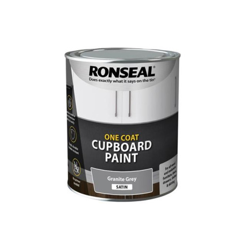 Ronseal One Coat Cupboard Paint Granite Grey Satin 750ml