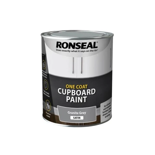 Ronseal One Coat Cupboard Paint Granite Grey Satin 750ml