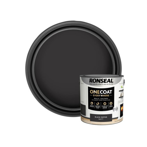 Ronseal One Coat Everywhere Interior Paint Black Pepper Matt 2.5 litre