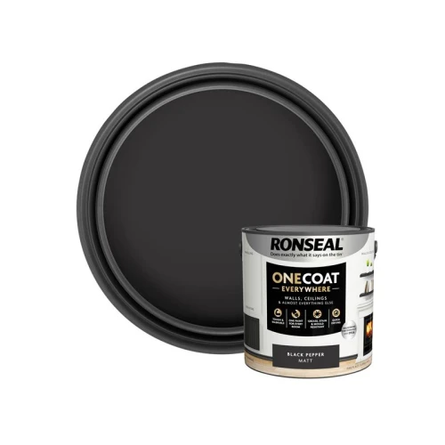 Ronseal One Coat Everywhere Interior Paint Black Pepper Matt 2.5 litre