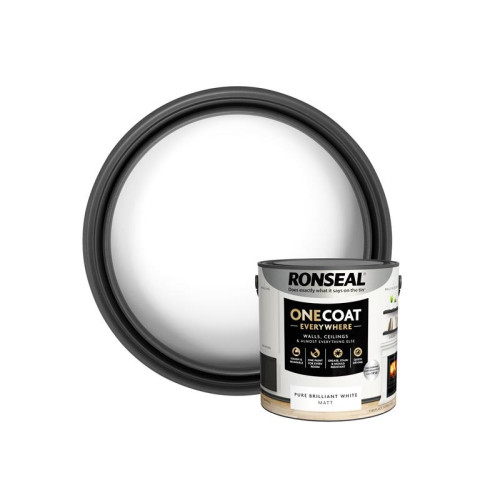Ronseal One Coat Everywhere Interior Paint Pure Brilliant White Matt 2.5 litre