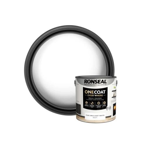 Ronseal One Coat Everywhere Interior Paint Pure Brilliant White Matt 2.5 litre