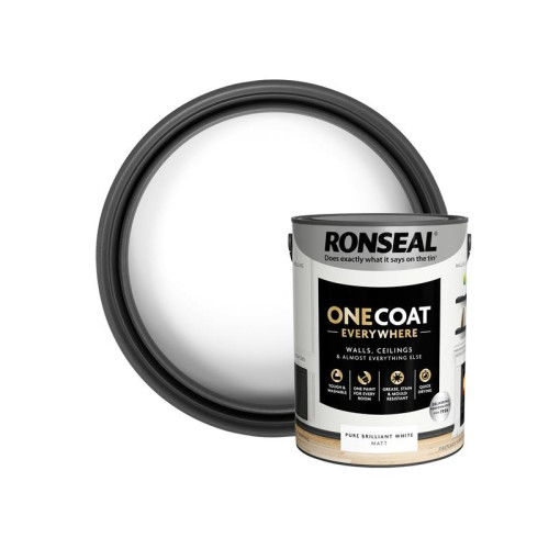 Ronseal One Coat Everywhere Interior Paint Pure Brilliant White Matt 5 litre