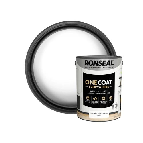 Ronseal One Coat Everywhere Interior Paint Pure Brilliant White Matt 5 litre
