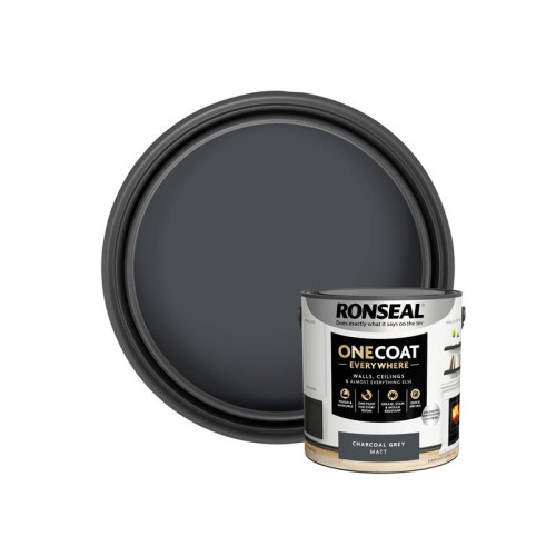 Ronseal One Coat Everywhere Interior Paint Charcoal Grey Matt 2.5 litre