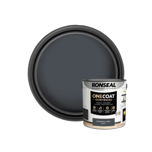 Ronseal One Coat Everywhere Interior Paint Charcoal Grey Matt 2.5 litre
