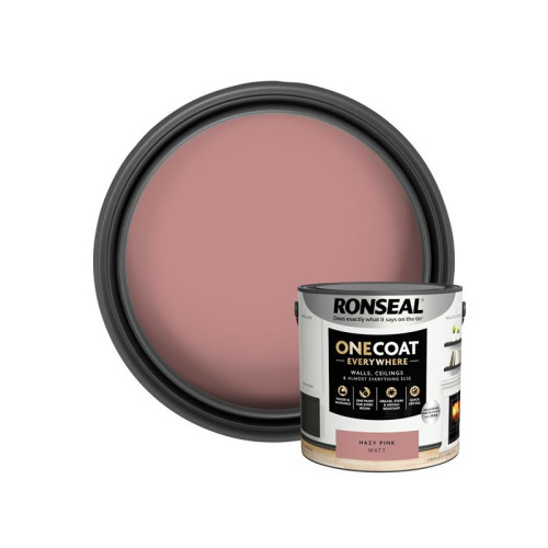 Ronseal One Coat Everywhere Interior Paint Hazy Pink Matt 2.5 litre