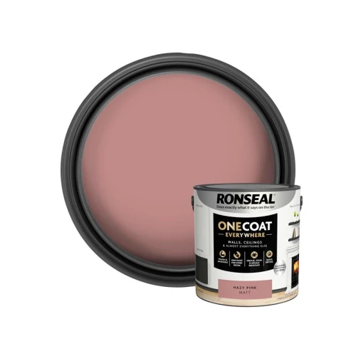 Ronseal One Coat Everywhere Interior Paint Hazy Pink Matt 2.5 litre