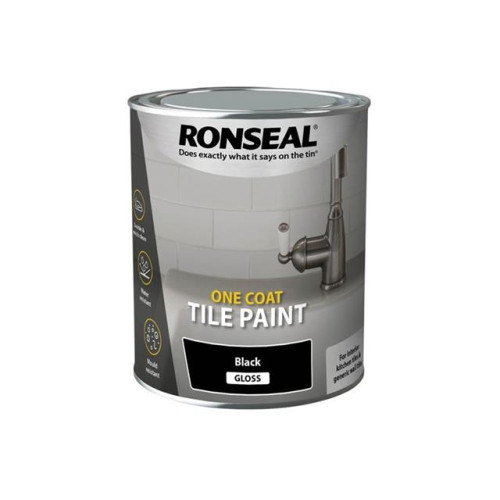 Ronseal One Coat Tile Paint Black Gloss 750ml
