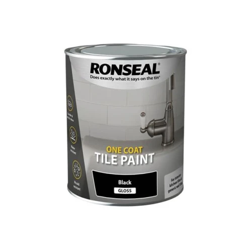 Ronseal One Coat Tile Paint Black Gloss 750ml