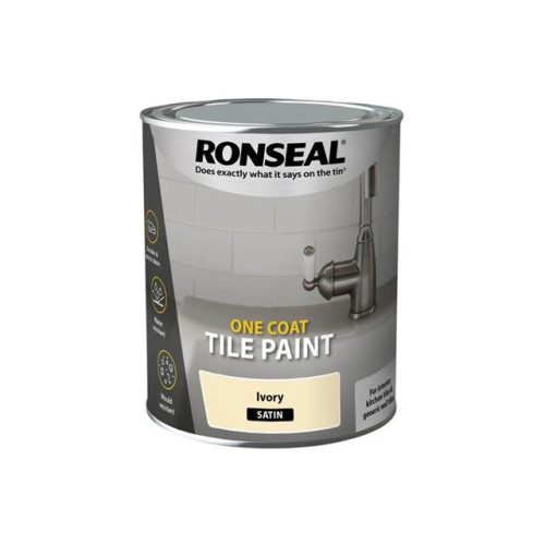 Ronseal One Coat Tile Paint Ivory Satin 750ml