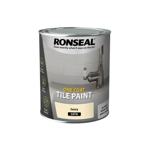Ronseal One Coat Tile Paint Ivory Satin 750ml