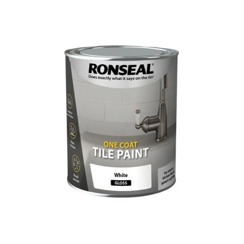 Ronseal One Coat Tile Paint White Gloss 750ml