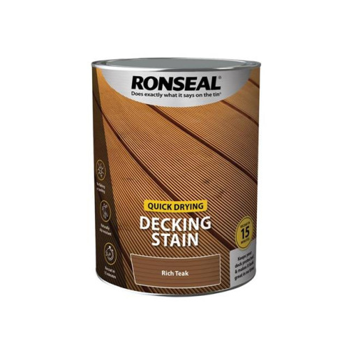 Ronseal Quick Drying Decking Stain Rich Teak 5 litre