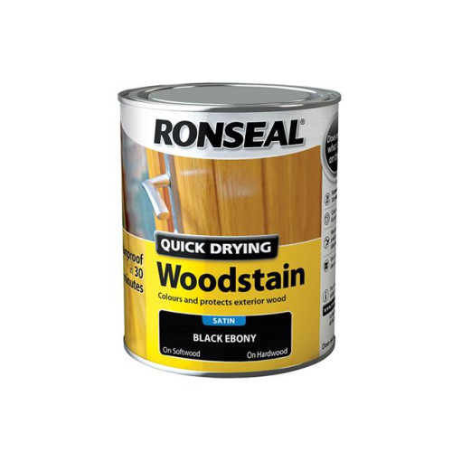 Ronseal Woodstain Quick Dry Satin Ebony 750ml