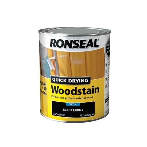 Ronseal Woodstain Quick Dry Satin Ebony 750ml