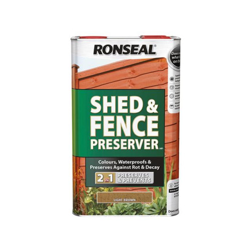 Ronseal Shed & Fence Preserver Light Brown 5 Litre