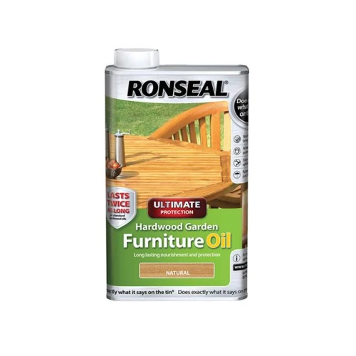 Ronseal Ultimate Protection Hardwood Garden Furniture Oil Natural Clear 500ml